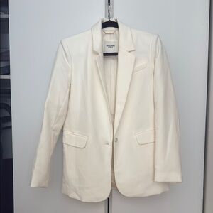 Abercrombie & Fitch Cream Tailored Blazer with Notched Lapels